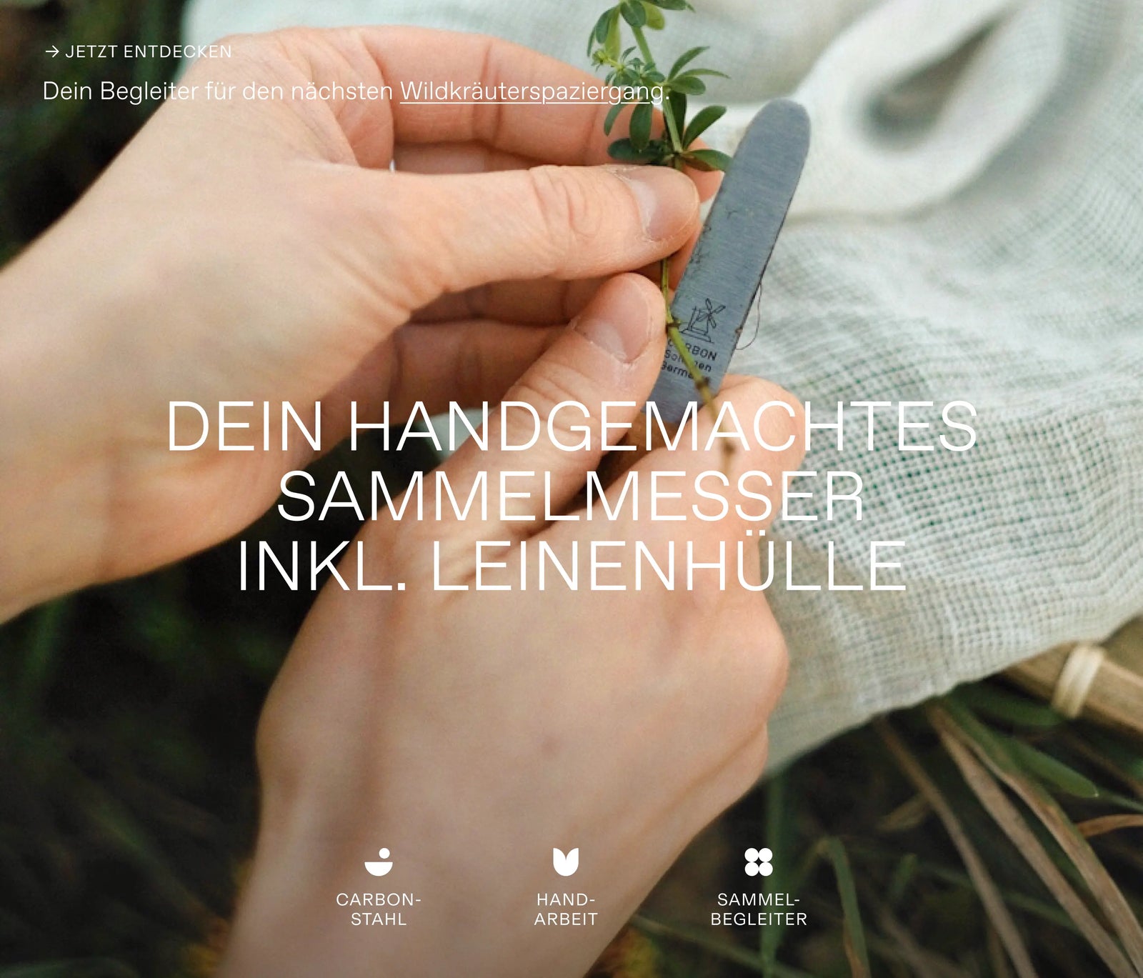 Kräutermesser mit Leinenhülle